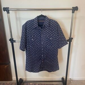 Roper Dark Blue Patterned Casual Shirt